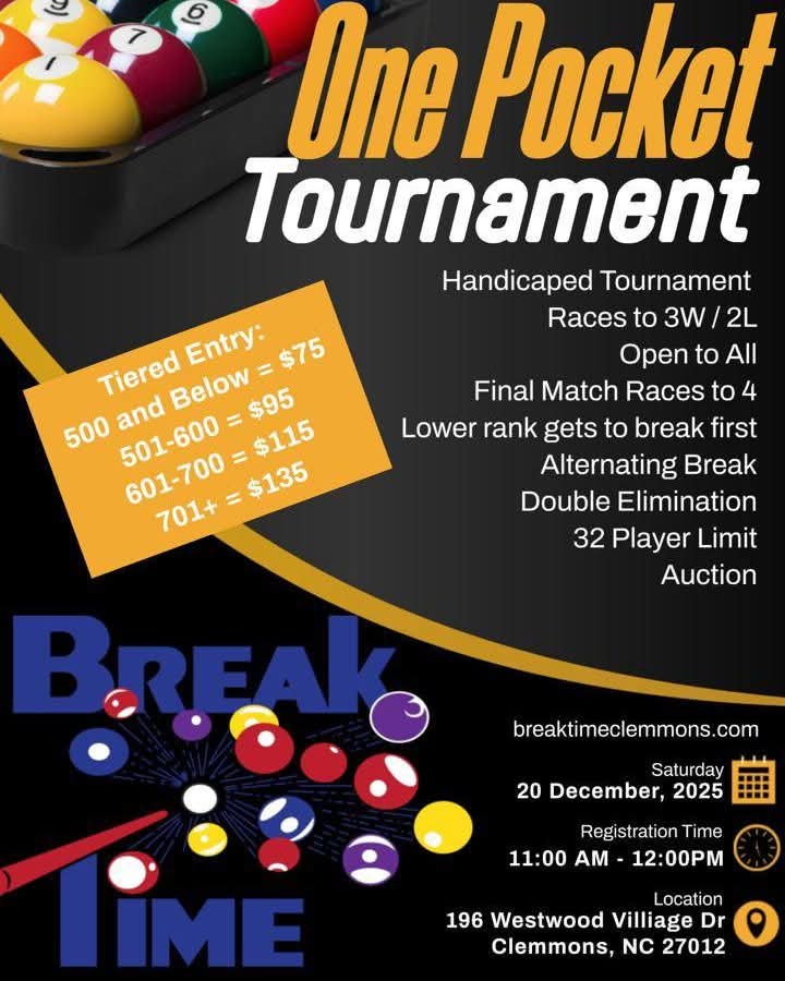 One Pocket Tournament flyer