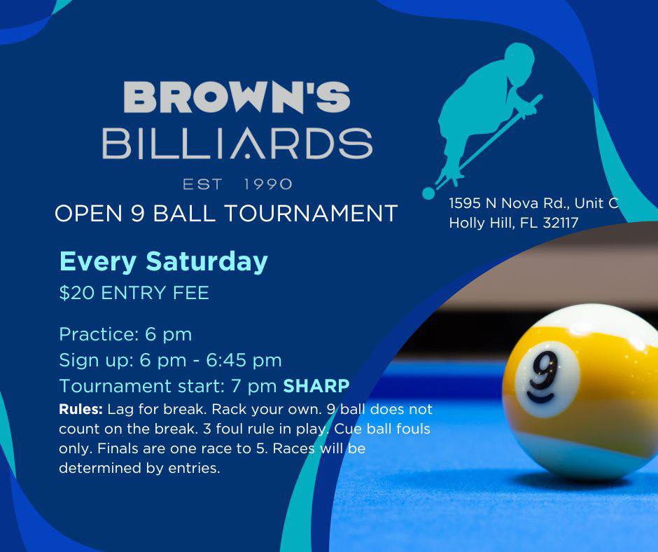 Open 9 Ball Tournament flyer