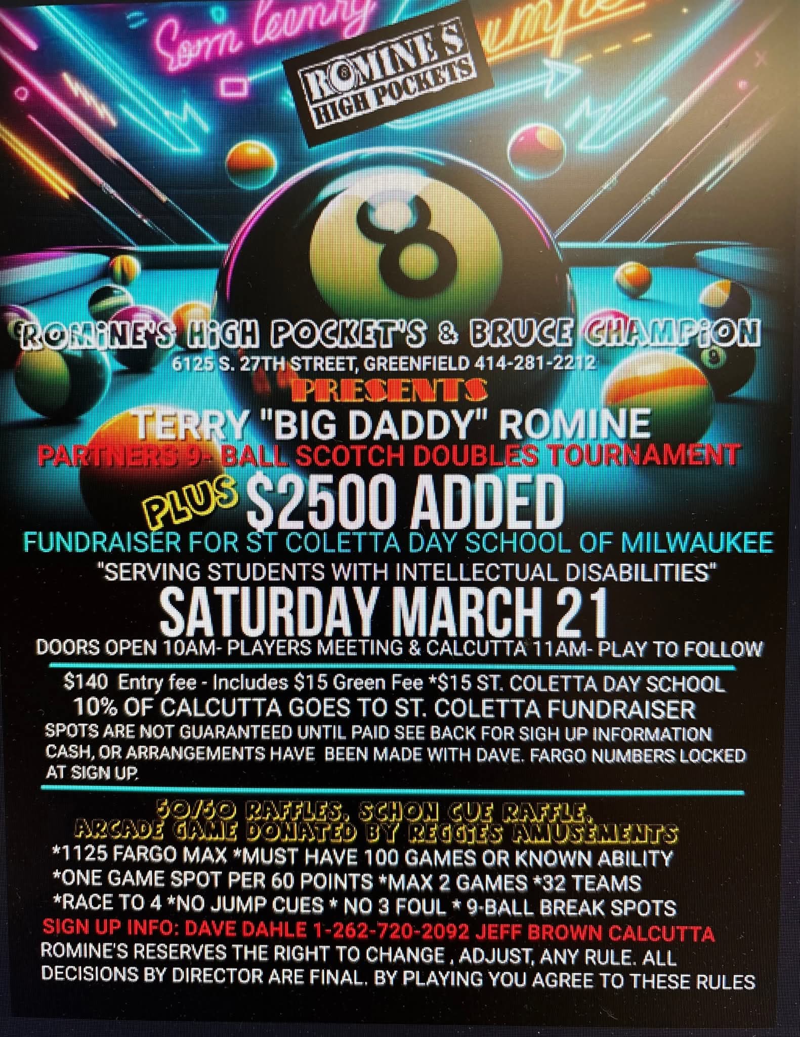 Partners 9-Ball Scotch Doubles Tournament flyer