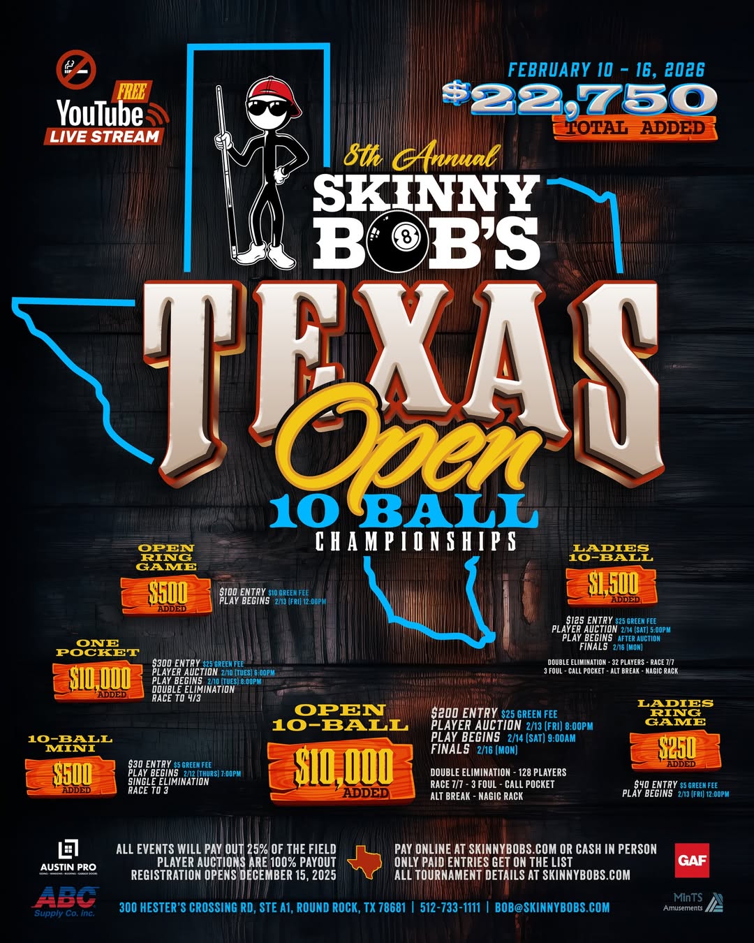 Texas Open 10 Ball Championships flyer