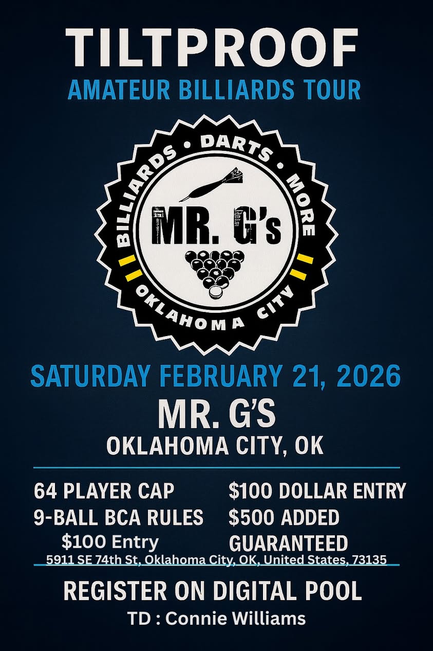 Tiltproof Amateur Billiards Tour flyer