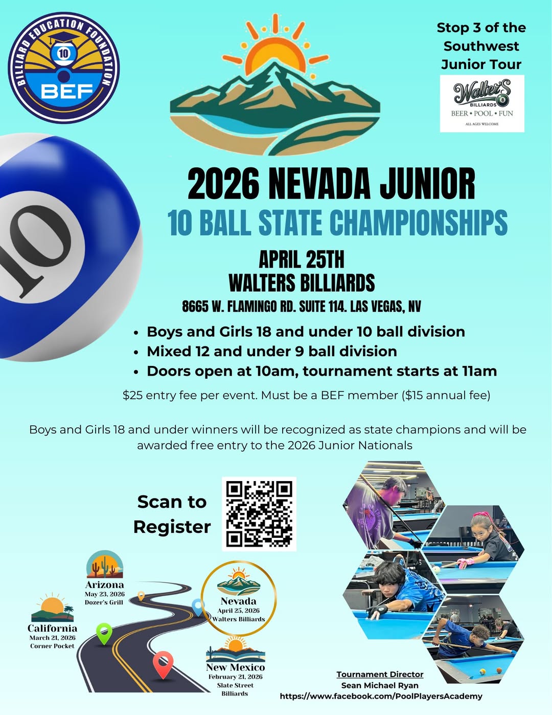 2026 Nevada Junior 10 Ball State Championships flyer