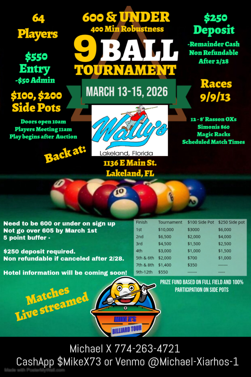 9 Ball Tournament flyer