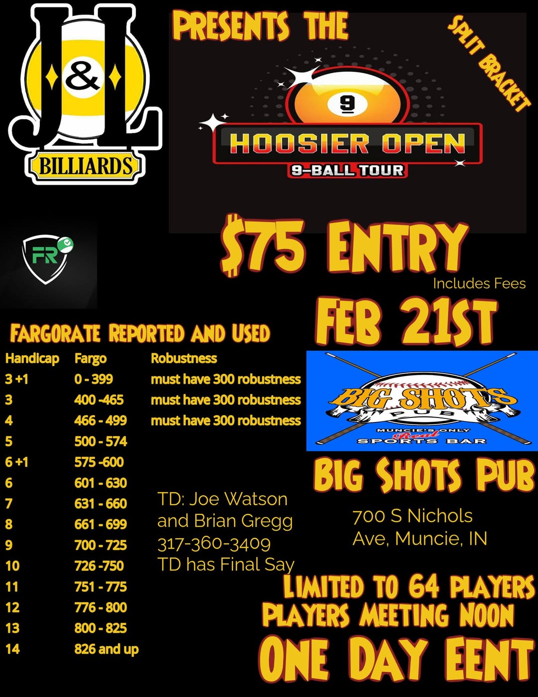 Hoosier Open 9-Ball Tour flyer