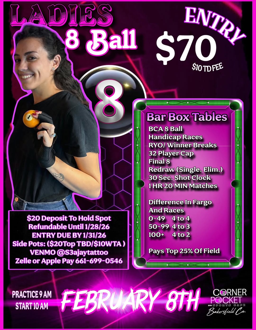 Ladies 8 Ball flyer