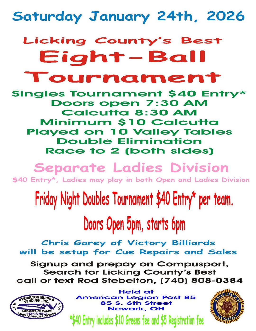 Licking County's Best Eight-Ball Tournament flyer