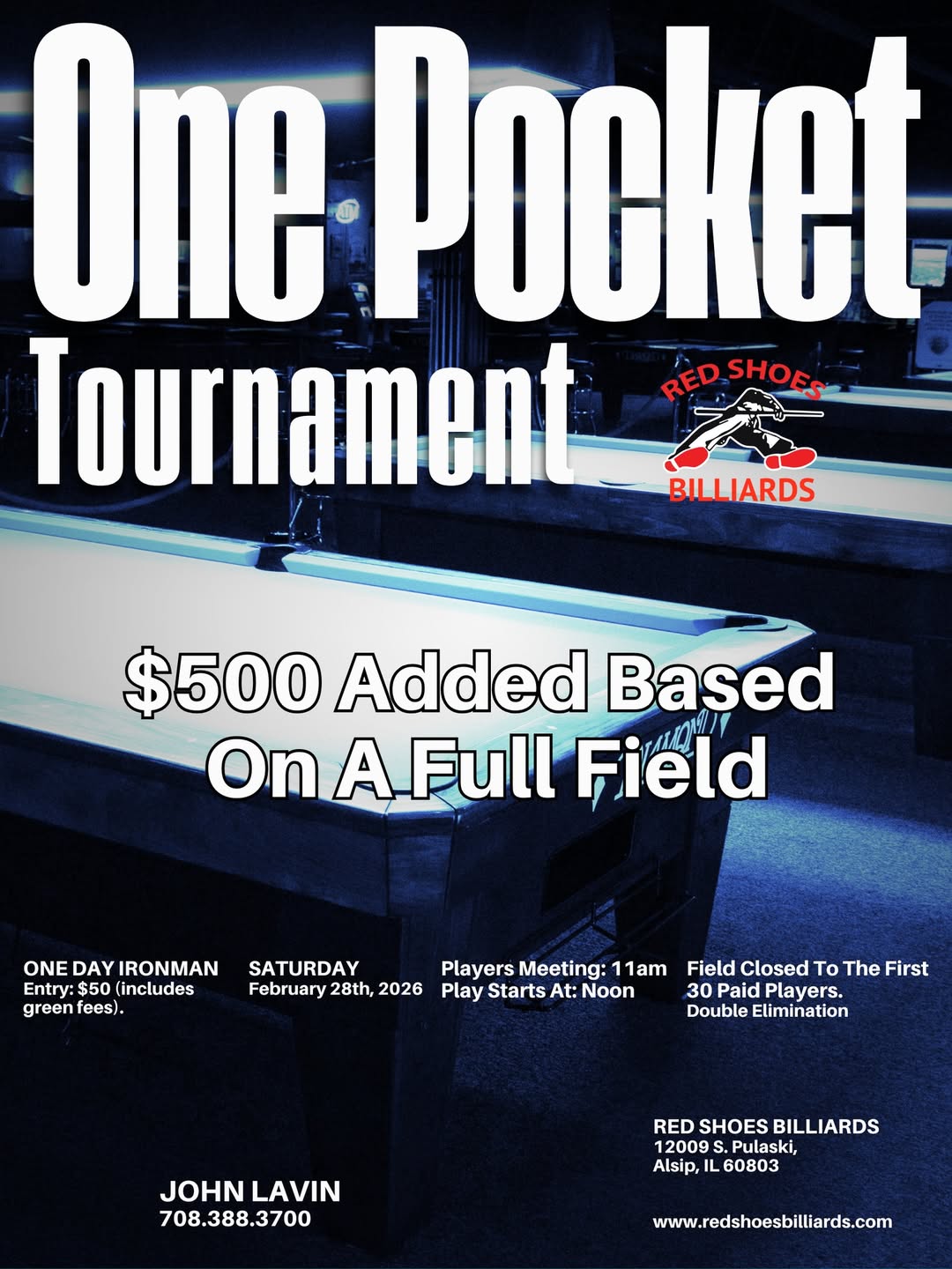 One Pocket Tournament flyer