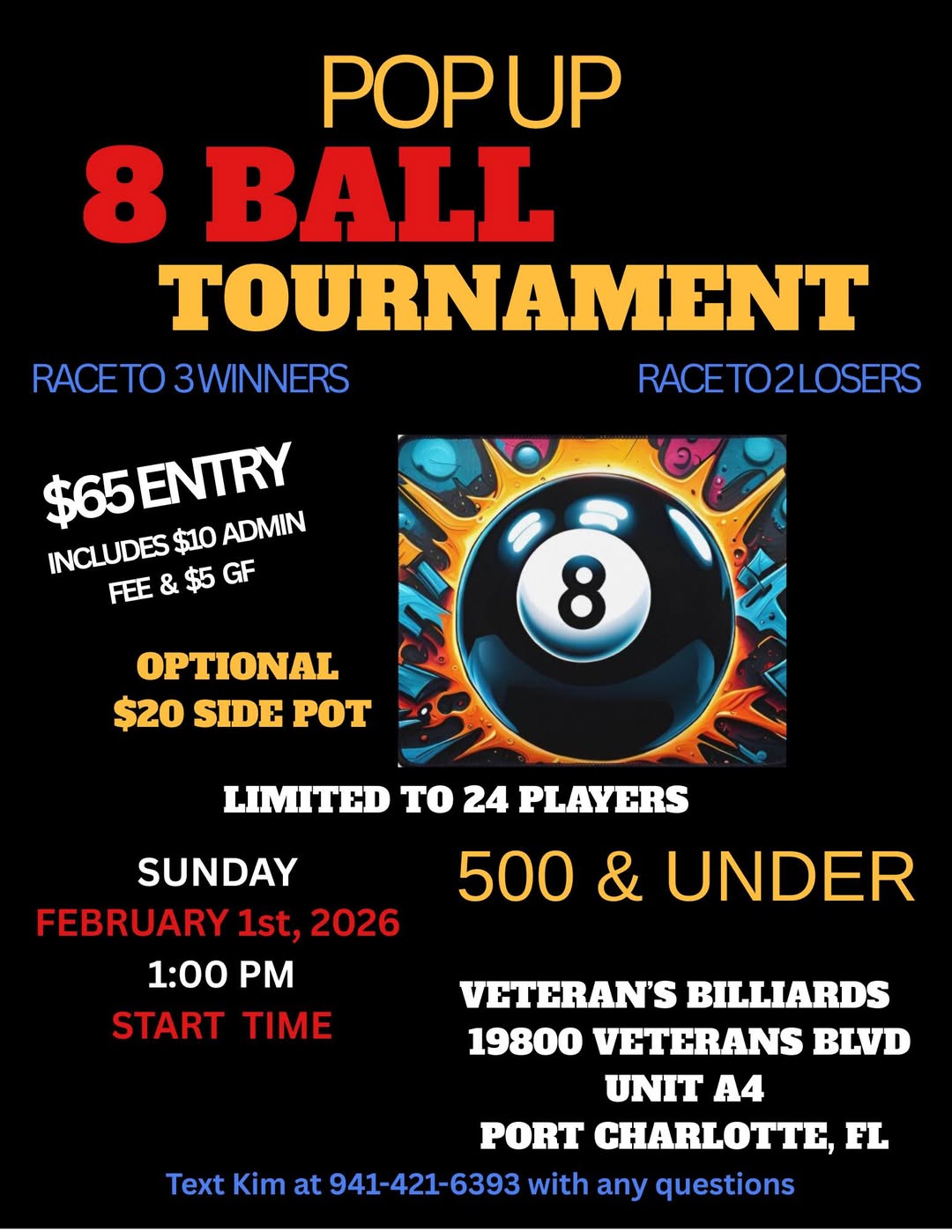 Pop Up 8 Ball Tournament flyer