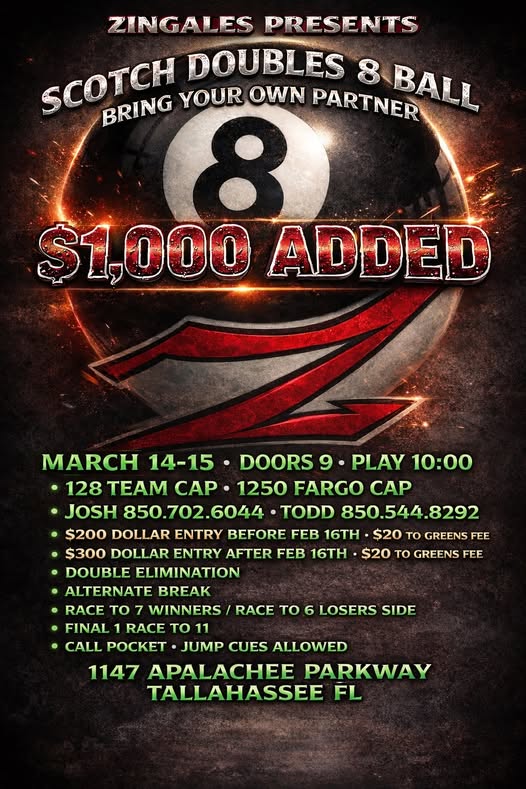 Scotch Doubles 8 Ball flyer