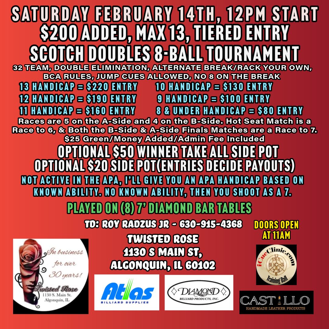 Scotch Doubles 8-Ball Tournament flyer