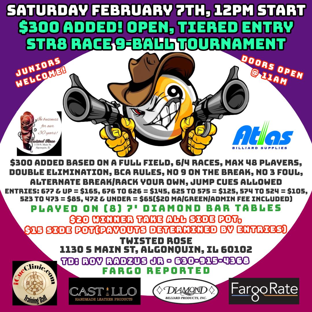 Str8 Race 9-Ball Tournament flyer