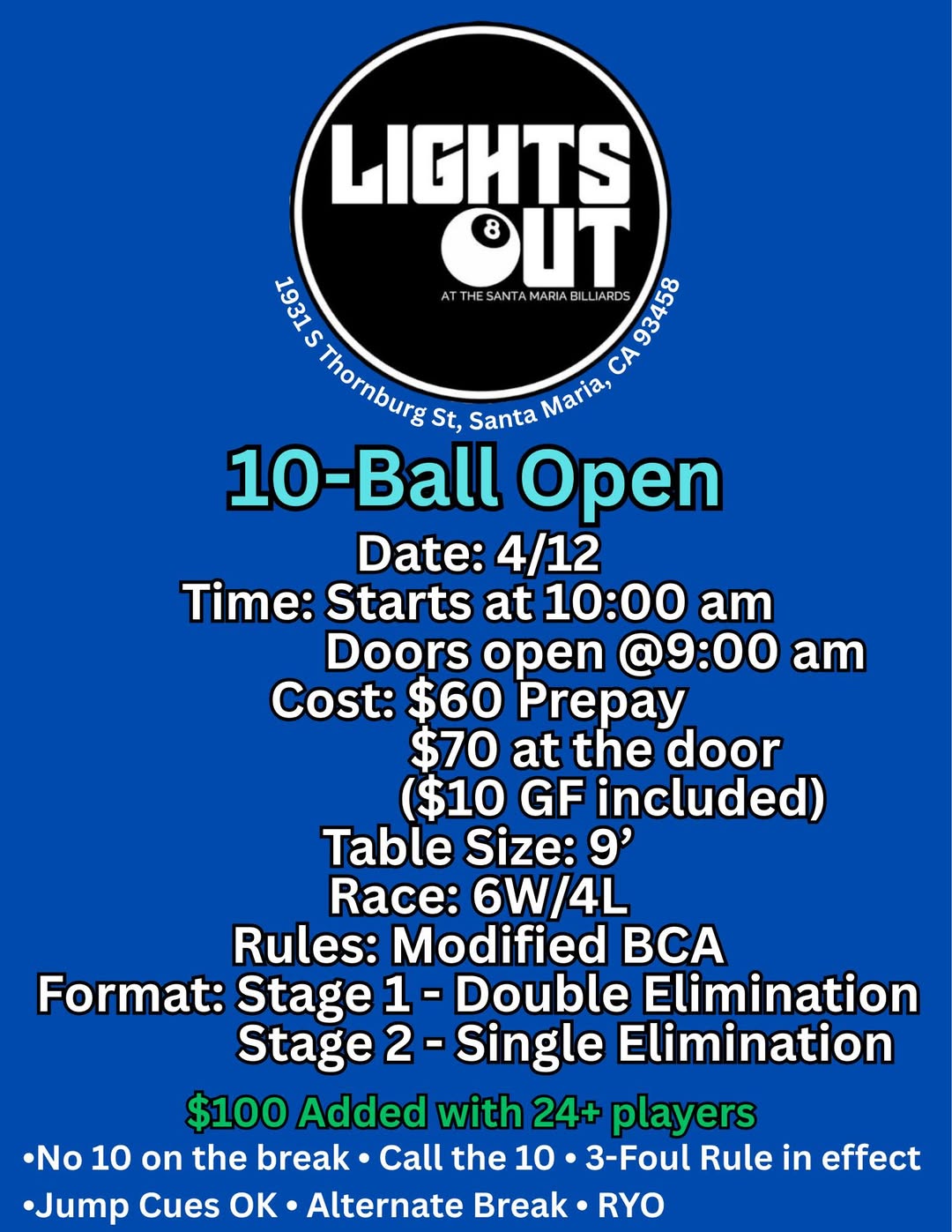 10-Ball Open flyer