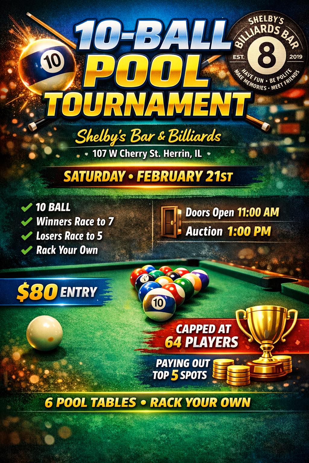 10-Ball Pool Tournament flyer