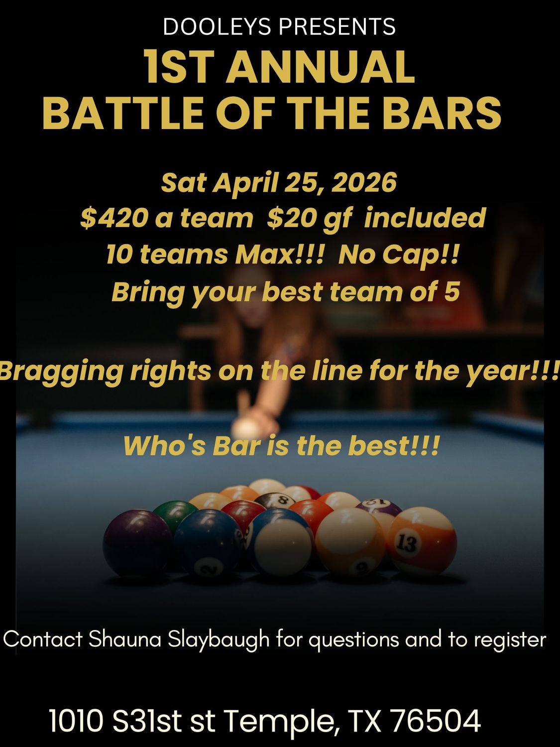1st Annual Battle of the Bars flyer