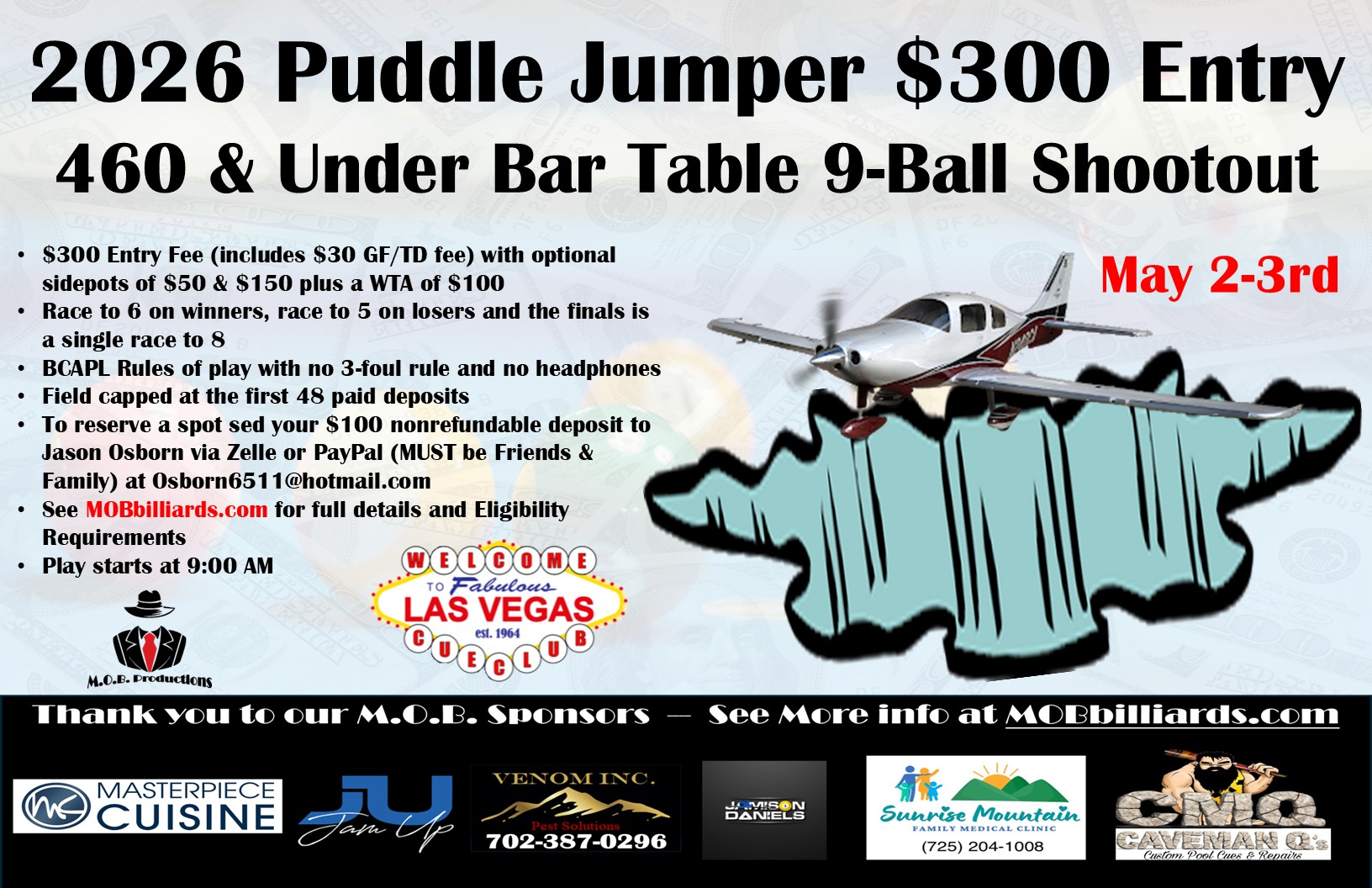 2026 Puddle Jumper 460 & Under Bar Table 9-Ball Shootout flyer