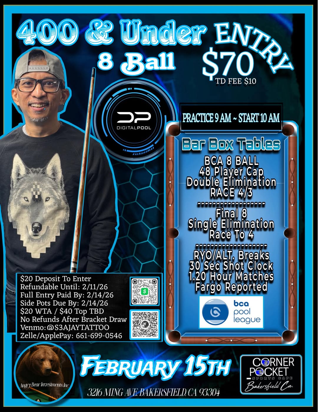 400 & Under 8 Ball flyer