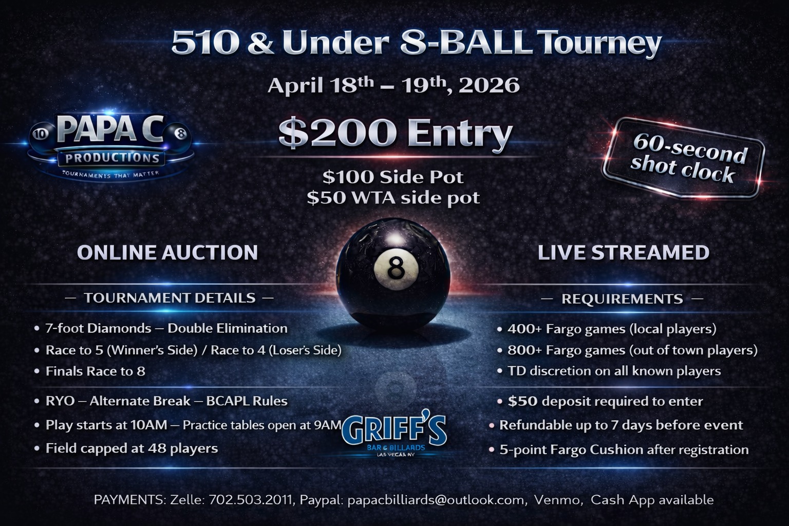 510 & Under 8-Ball Tourney flyer