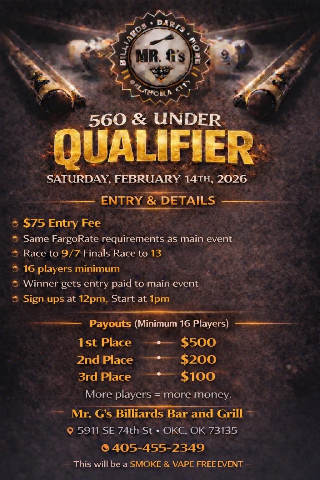 560 & Under Qualifier flyer