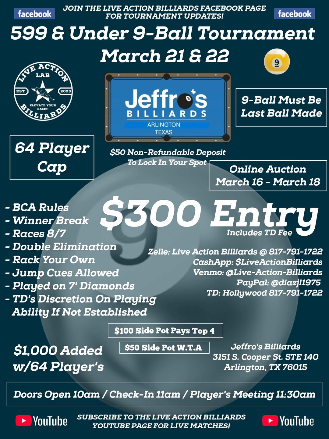 599 & Under 9-Ball Tournament flyer