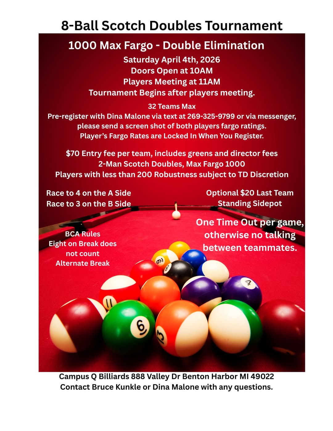 8-Ball Scotch Doubles Tournament flyer