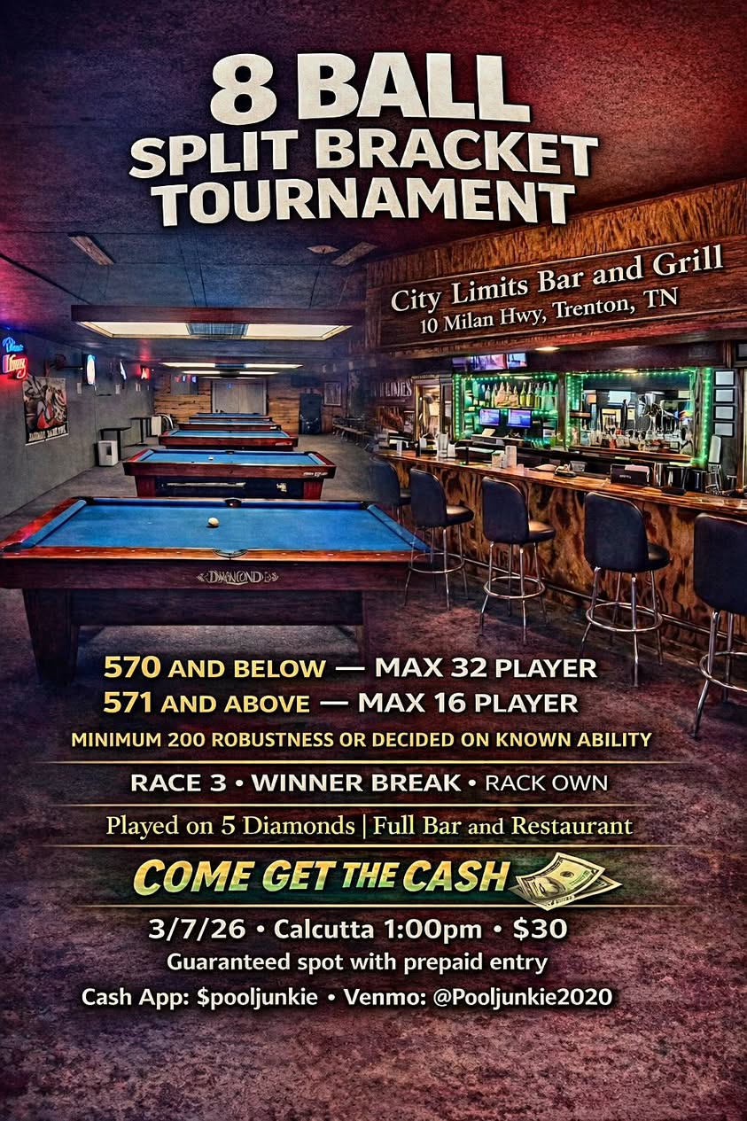 8 Ball Split Bracket Tournament flyer