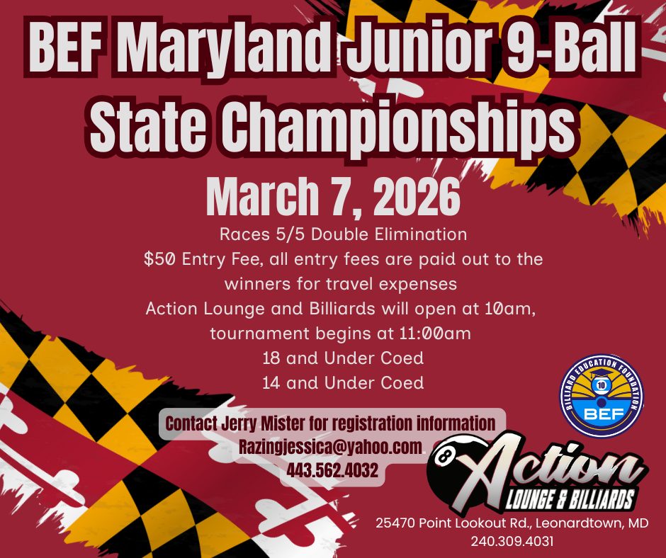 BEF Maryland Junior 9-Ball State Championships flyer