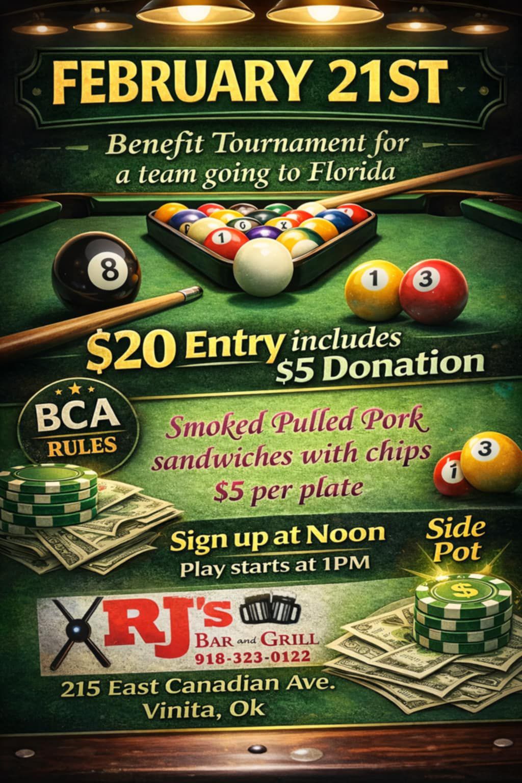 Benefit Tournament flyer