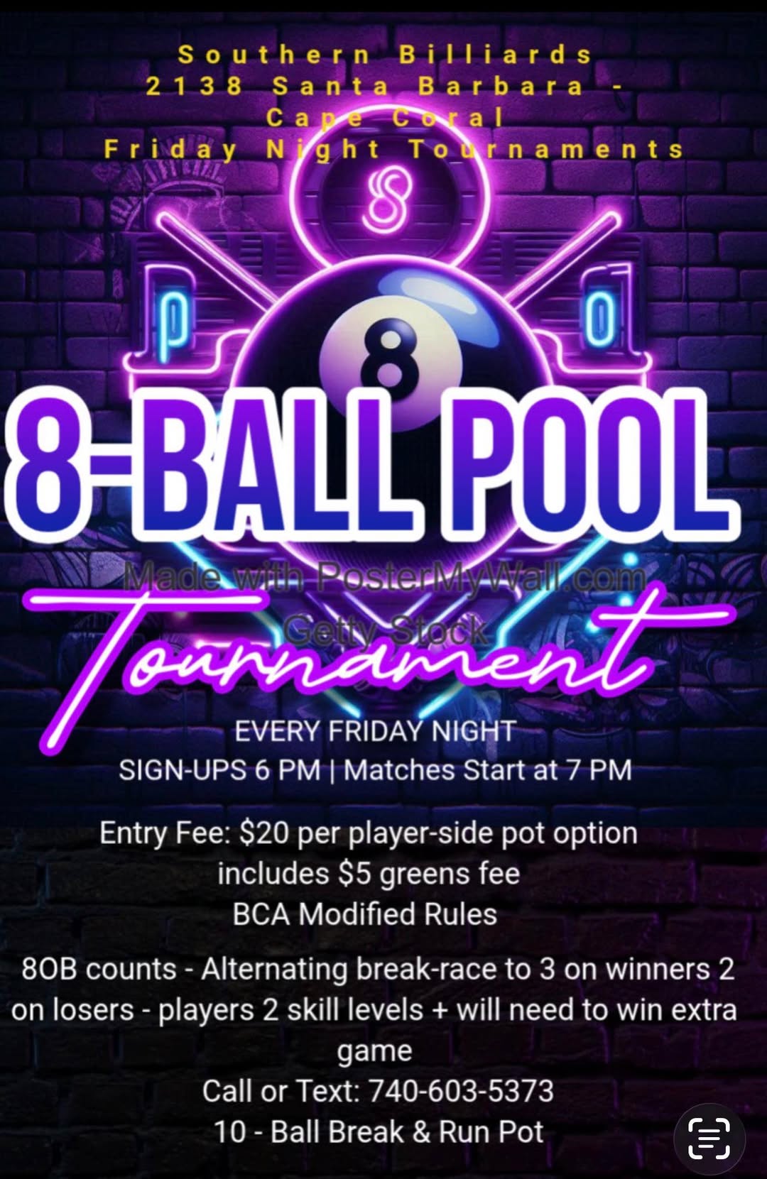 8-Ball Pool Tournament flyer