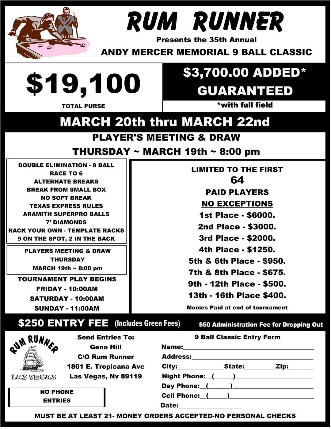 Andy Mercer Memorial 9 Ball Classic flyer