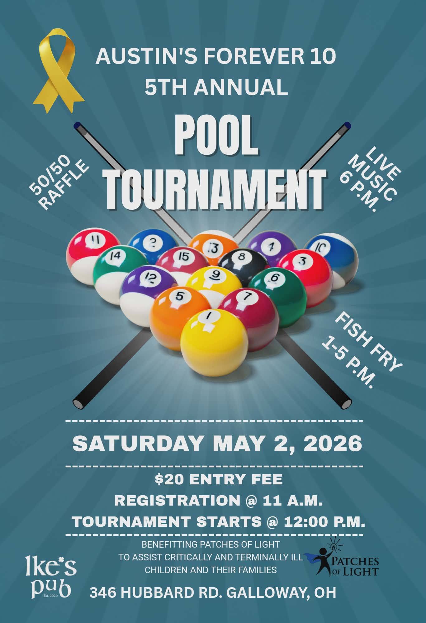Austin's Forever 10 5th Annual Pool Tournament flyer