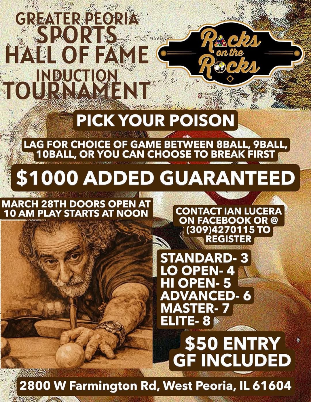 Greater Peoria Sports Hall of Fame Induction Tournament flyer