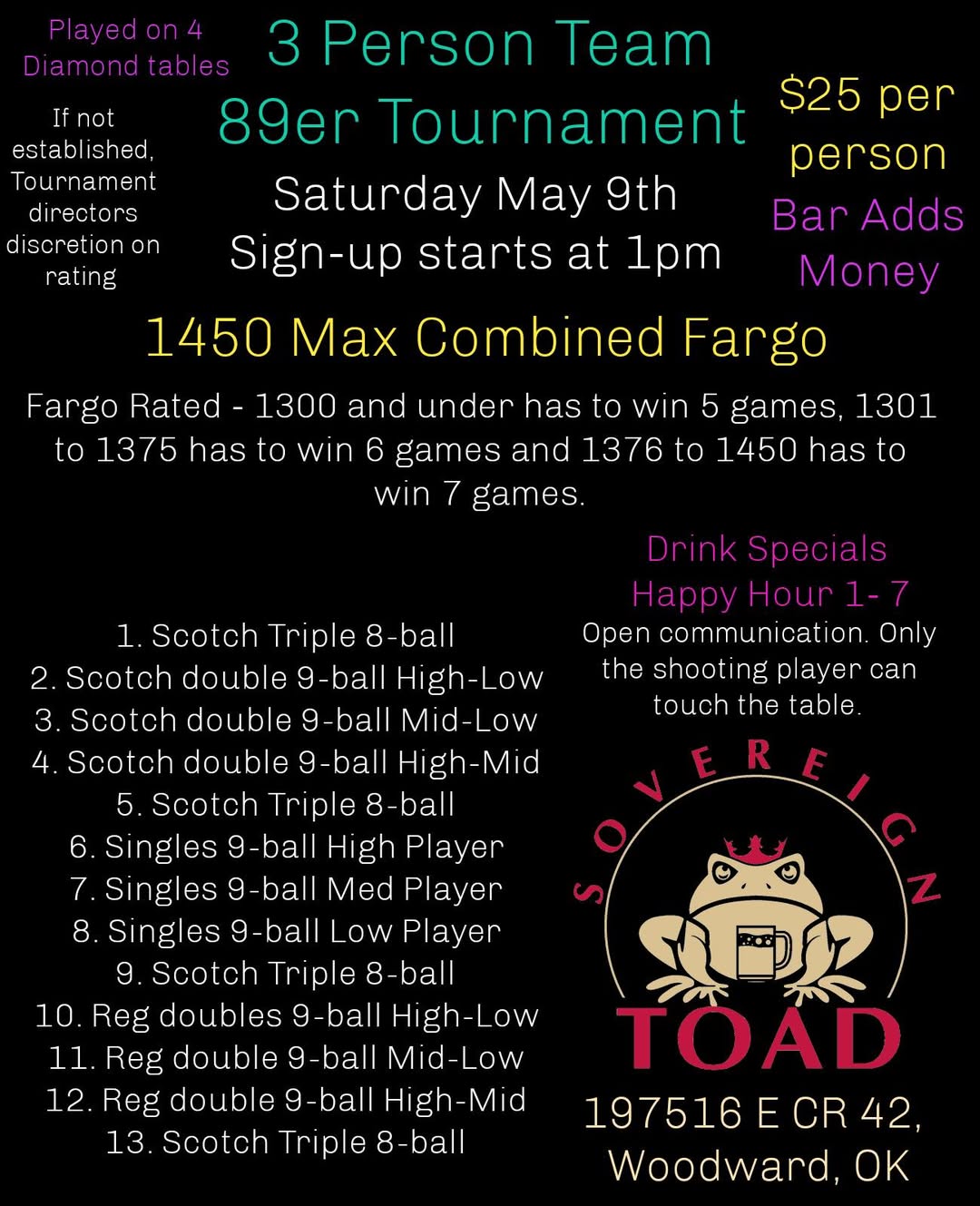 3 Person Team 89er Tournament flyer