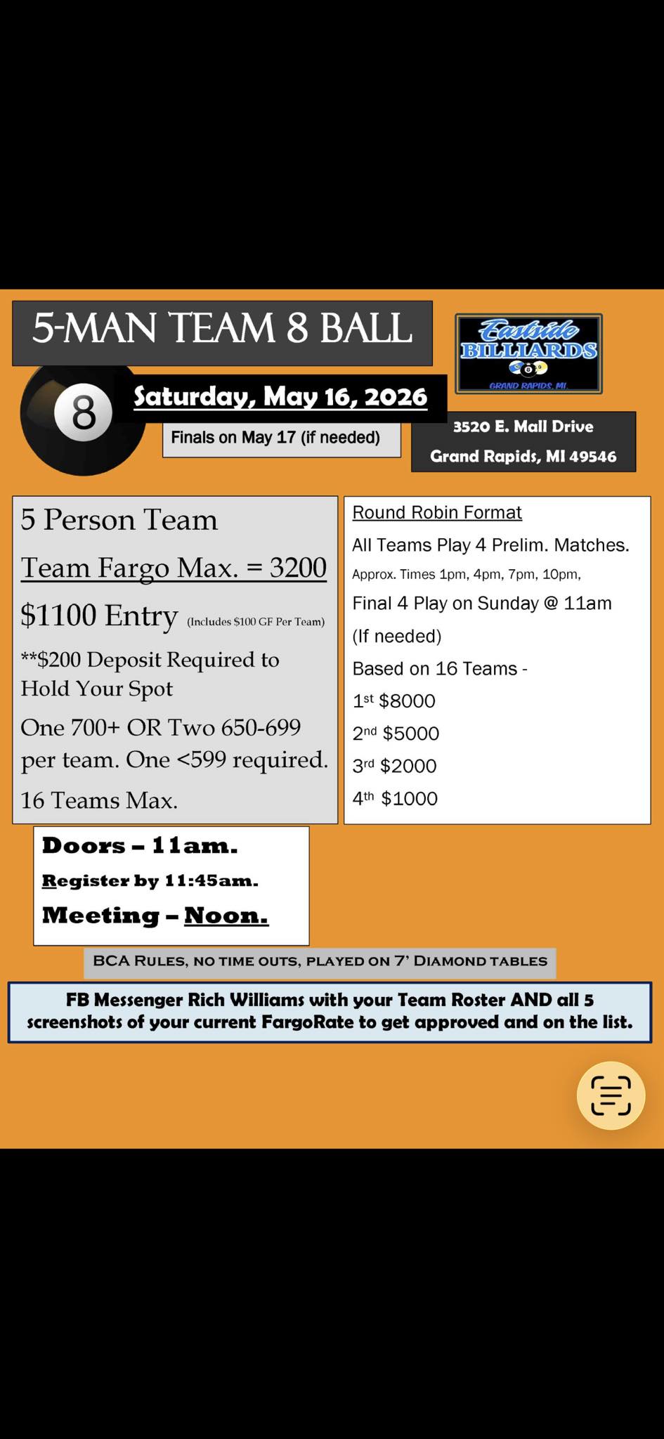 5-Man Team 8 Ball flyer