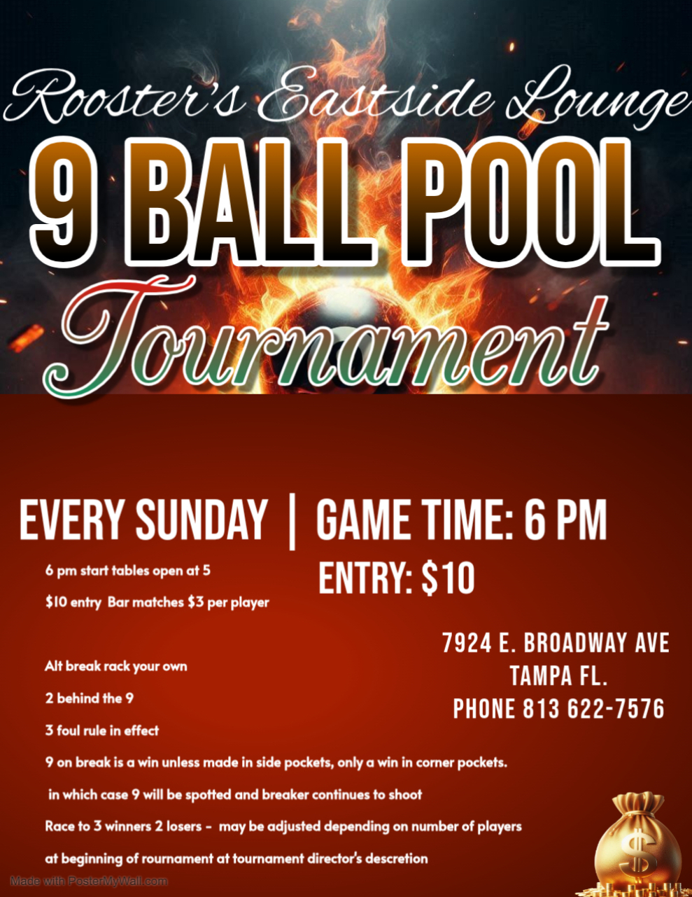 9 Ball Pool Tournament flyer
