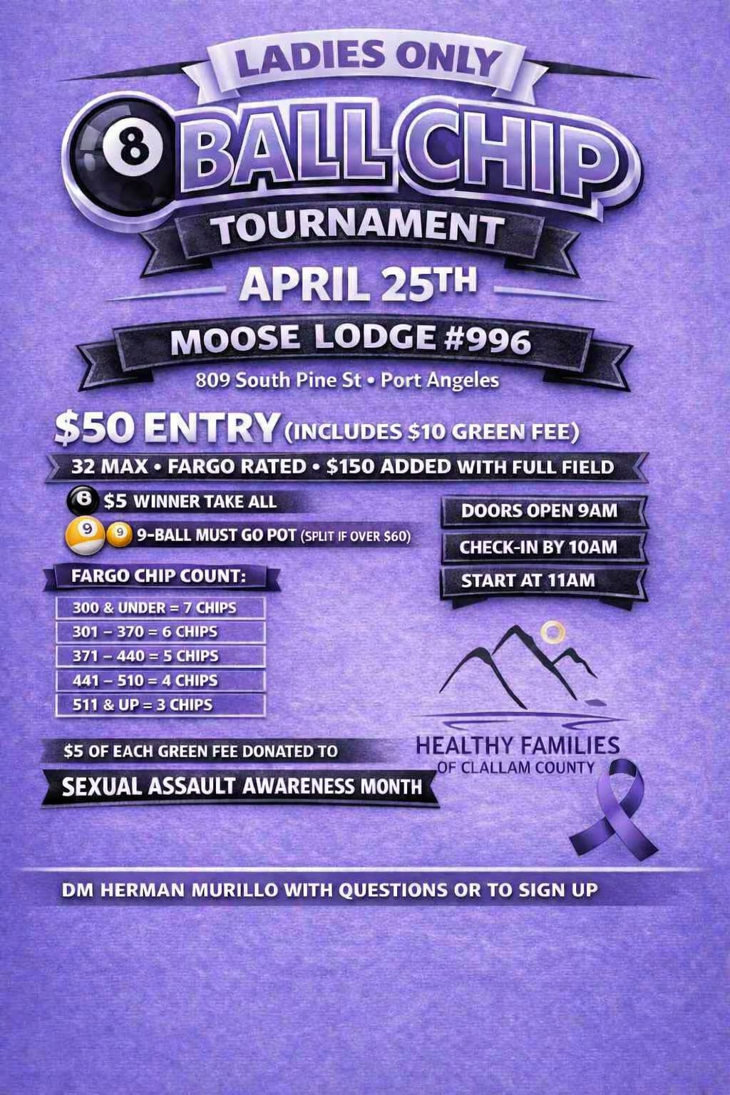 Ladies Only 8 Ball Chip Tournament flyer