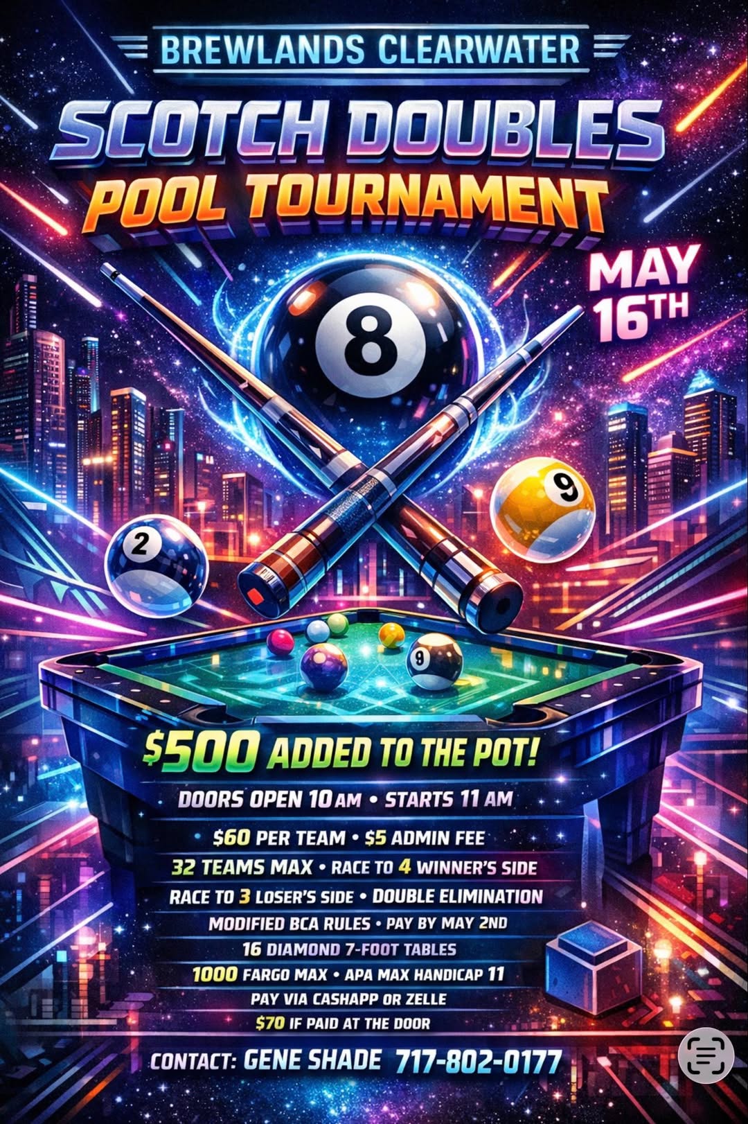 Scotch Doubles Pool Tournament flyer