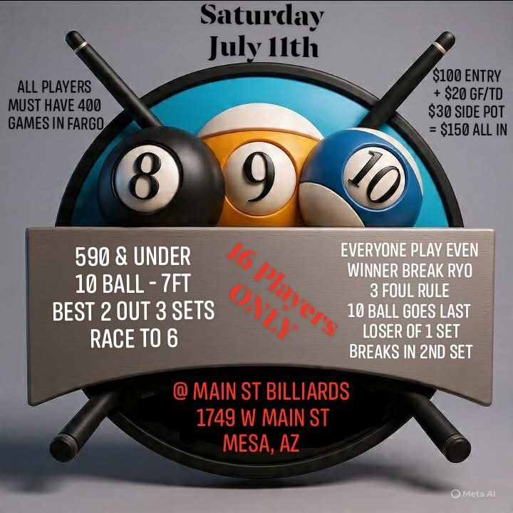 10 Ball Tournament flyer