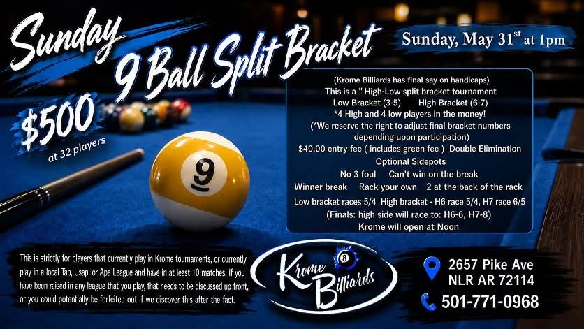 9 Ball Split Bracket flyer