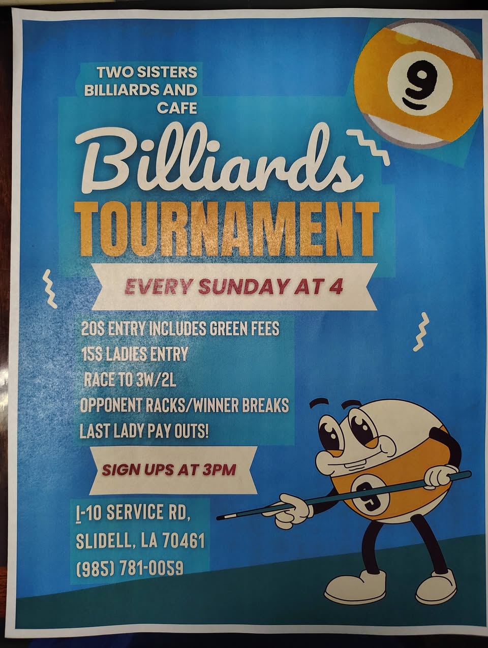 Billiards Tournament flyer