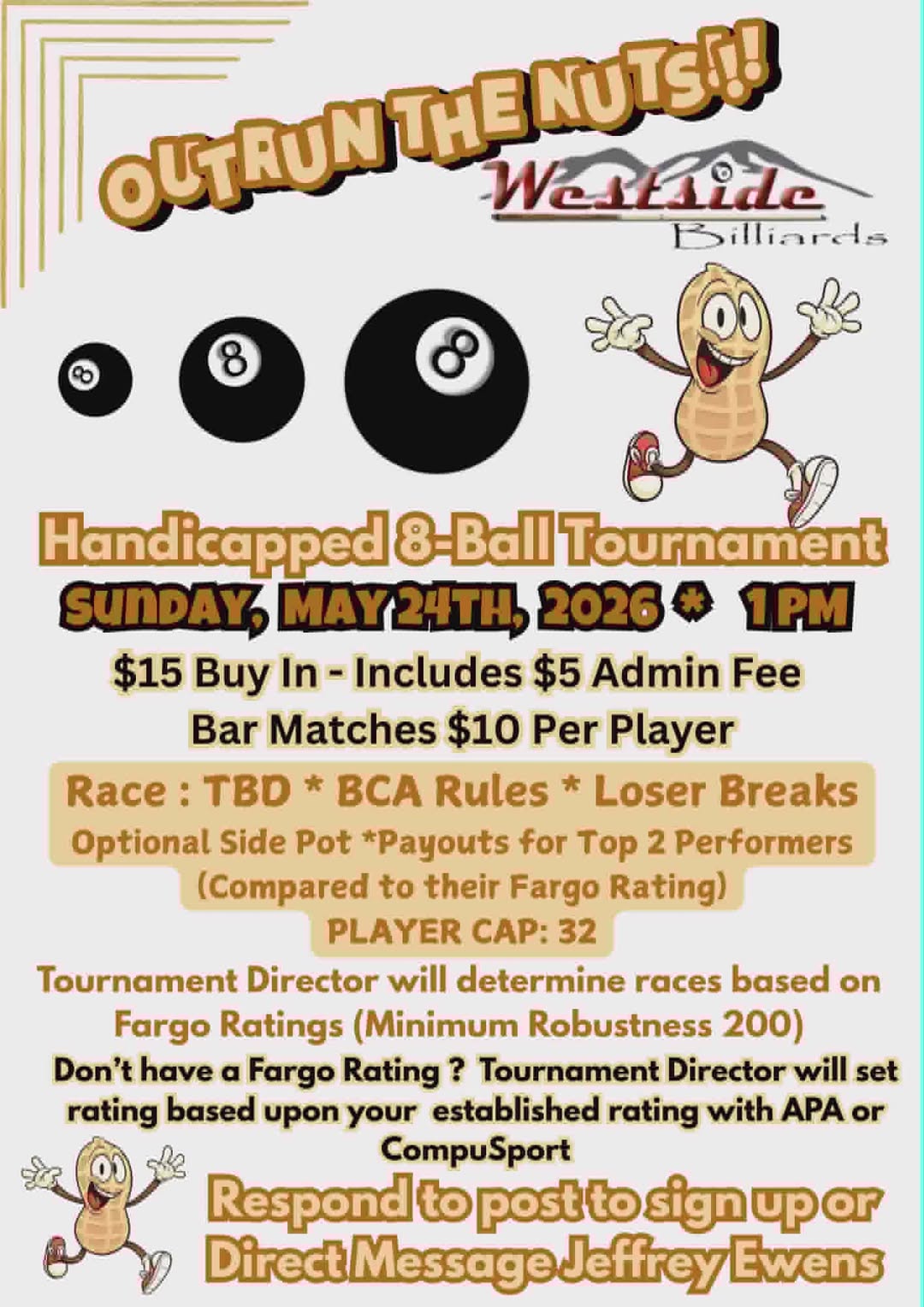 Handicapped 8-Ball Tournament flyer