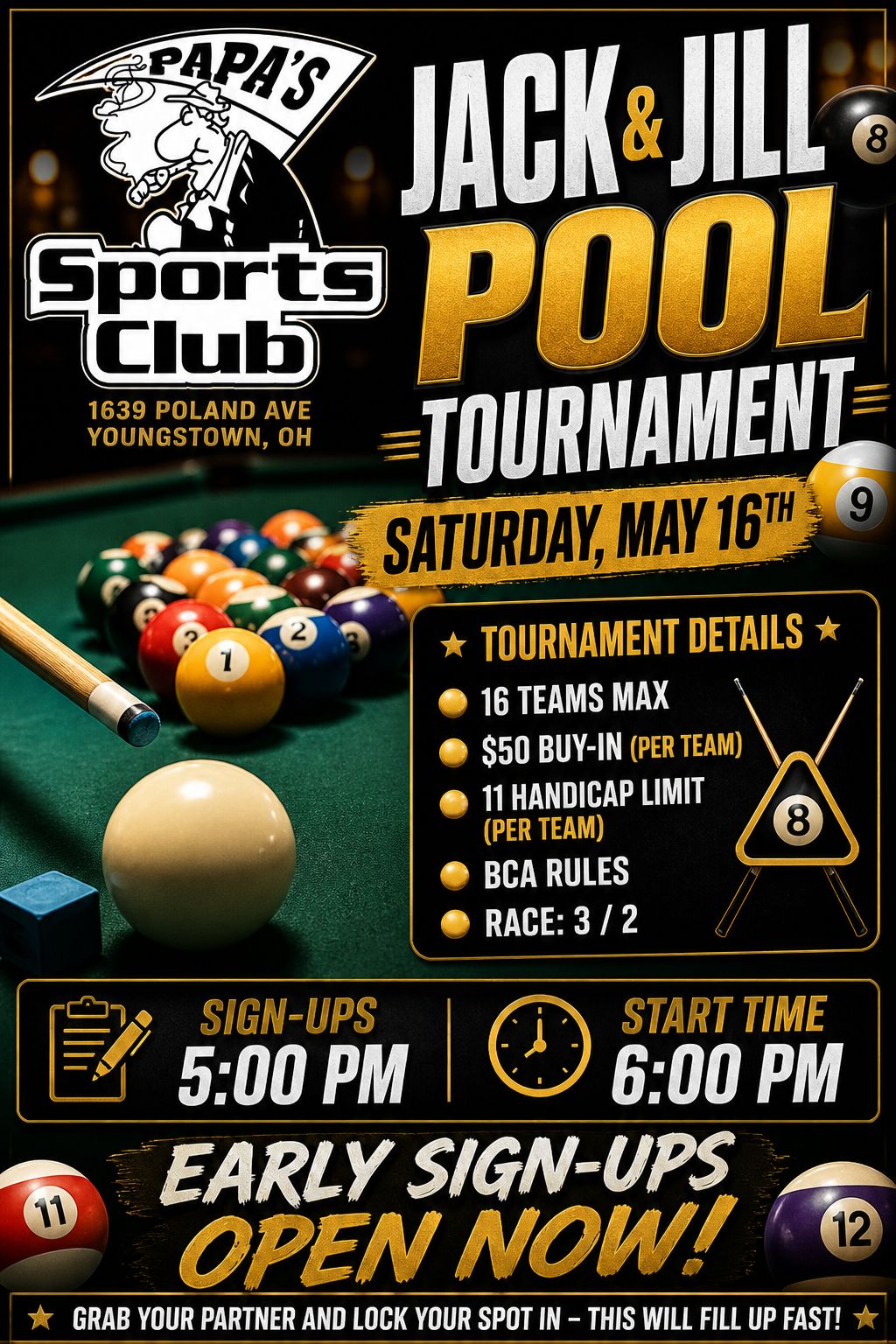 Jack & Jill Pool Tournament flyer