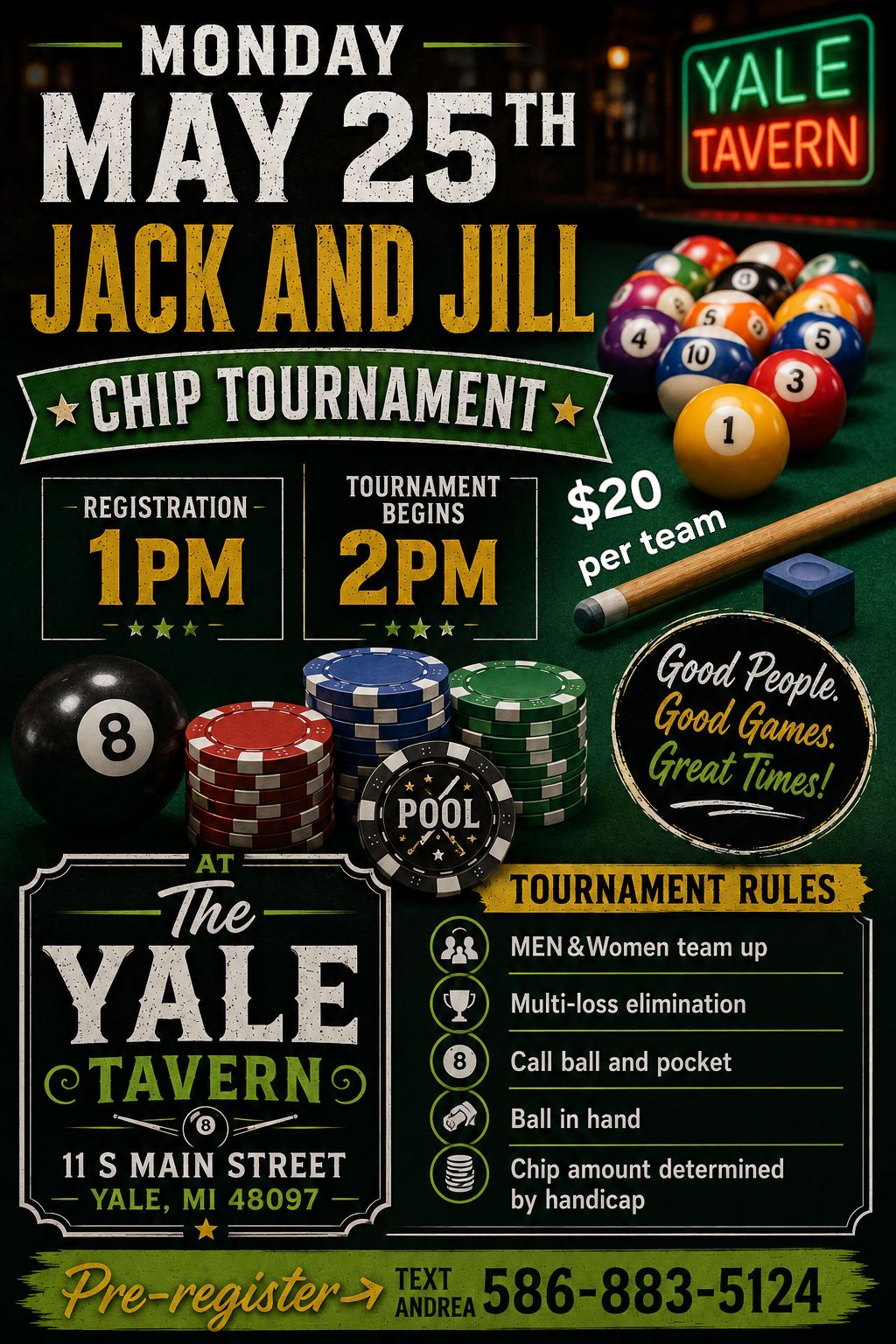 Jack and Jill Chip Tournament flyer