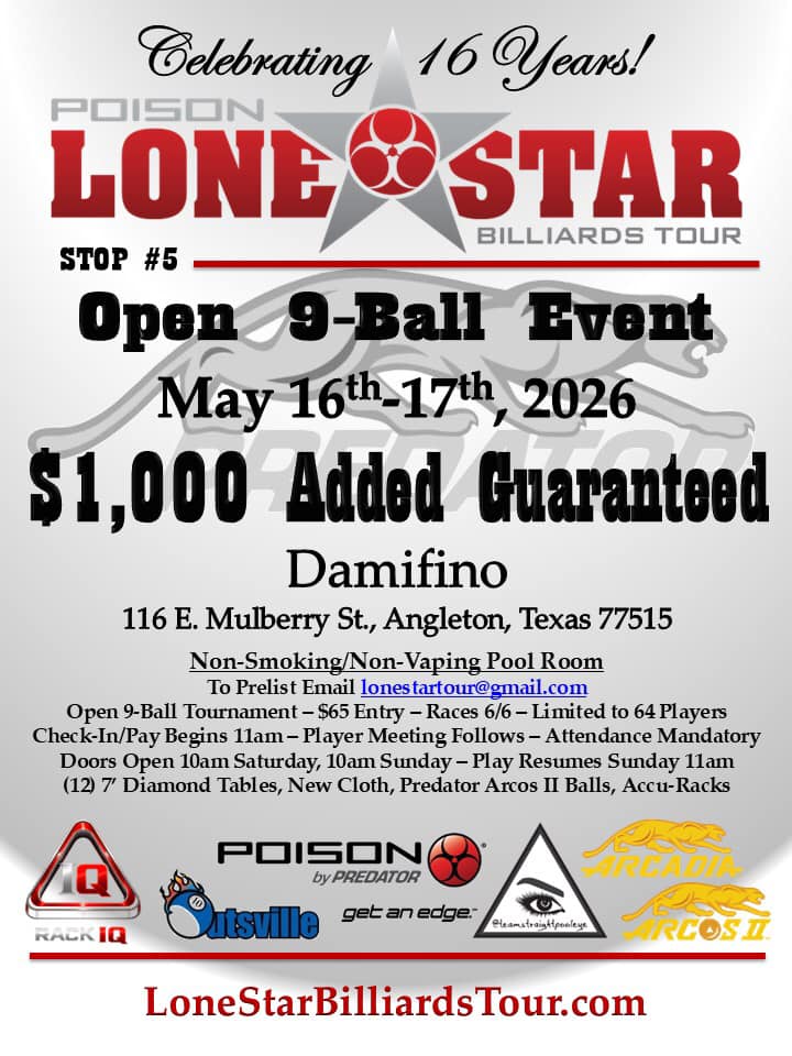 Open 9-Ball Event flyer