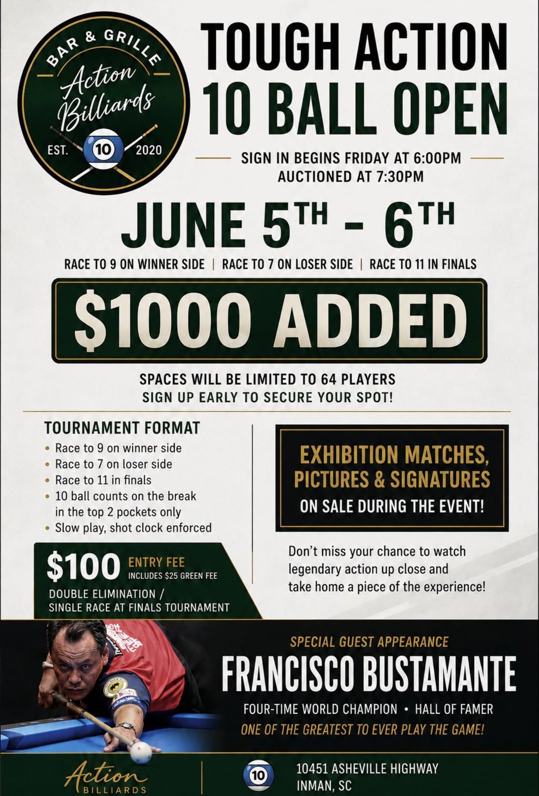 Tough Action 10 Ball Open flyer