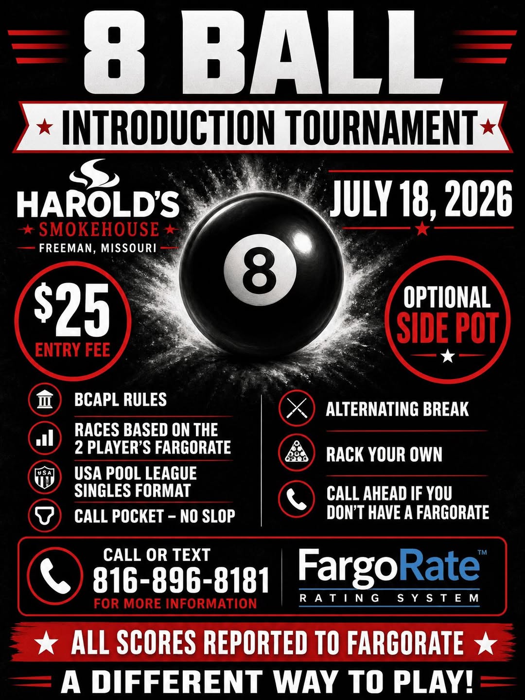 8 Ball Introduction Tournament flyer