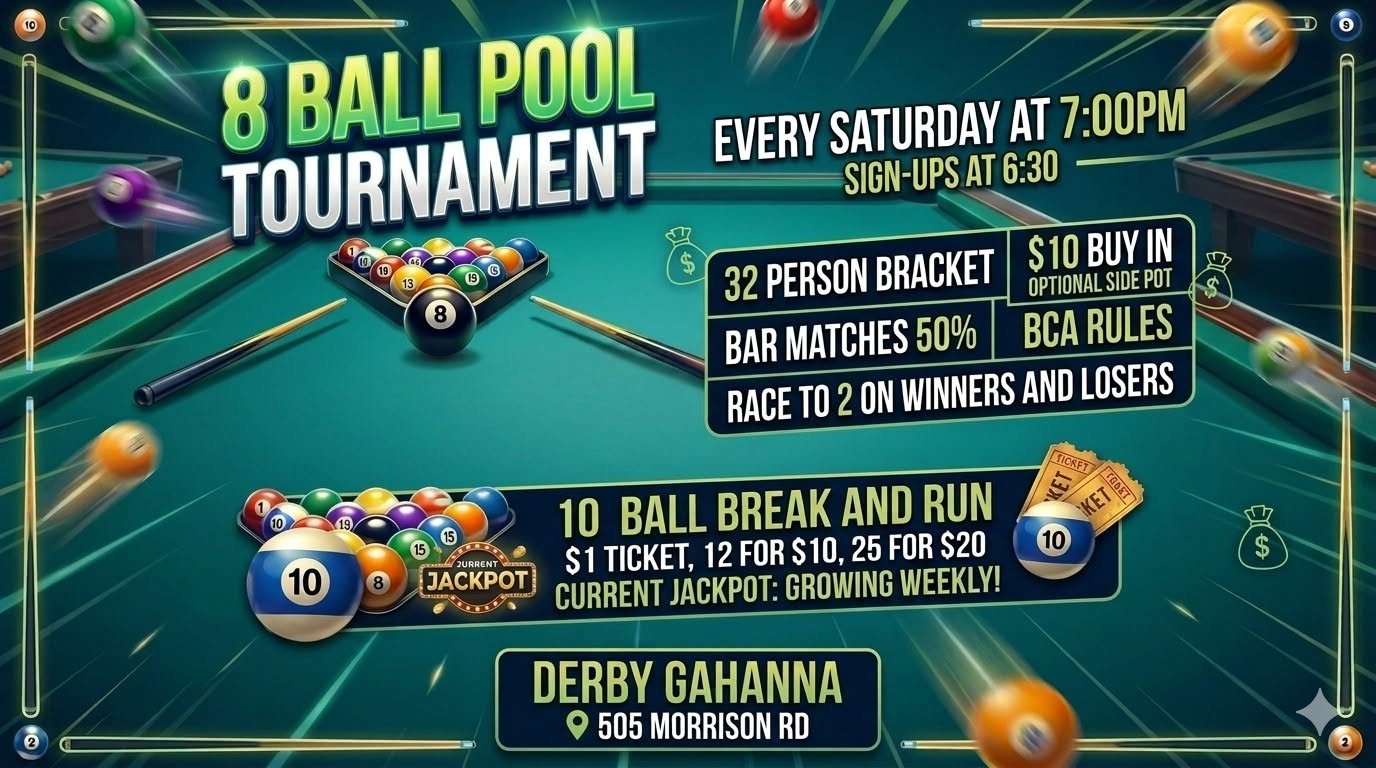 8 Ball Pool Tournament flyer