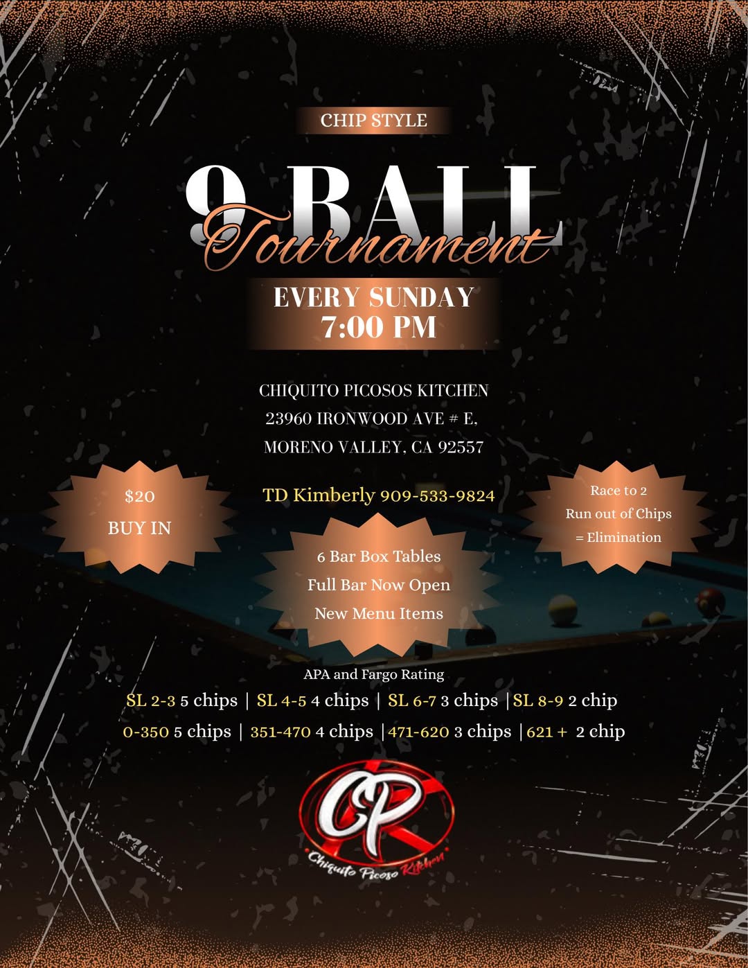 9 Ball Tournament flyer