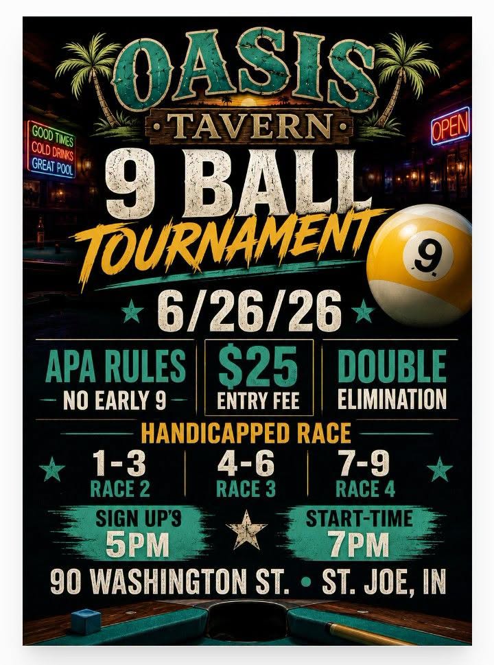 9 Ball Tournament flyer