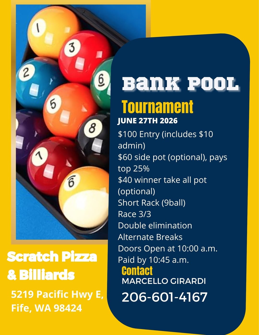 Bank Pool Tournament flyer