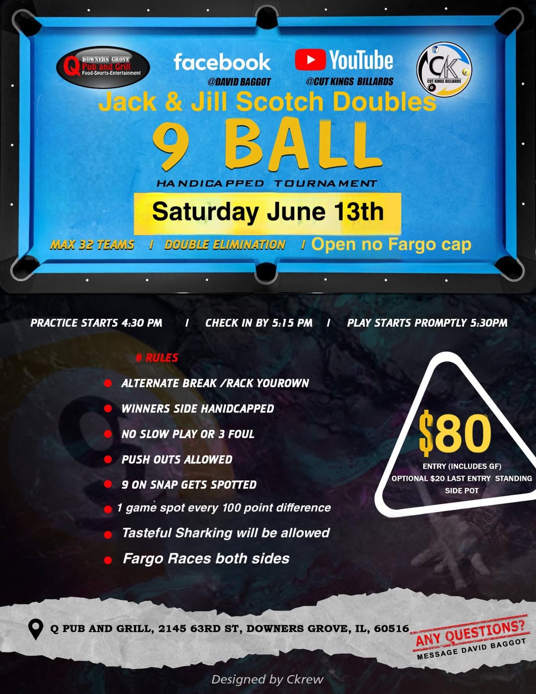 Jack & Jill Scotch Doubles 9 Ball flyer
